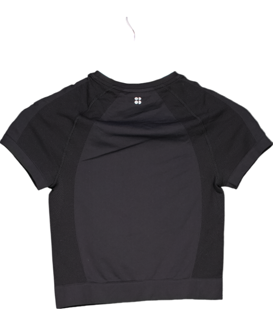 Sweaty Betty Black Athlete Crop Seamless Gym T-shirt UK S