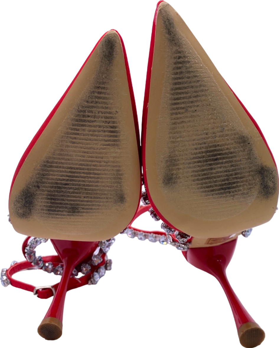 Fashion Nova Red Rhinestone Embellished Pointed Heels UK 4