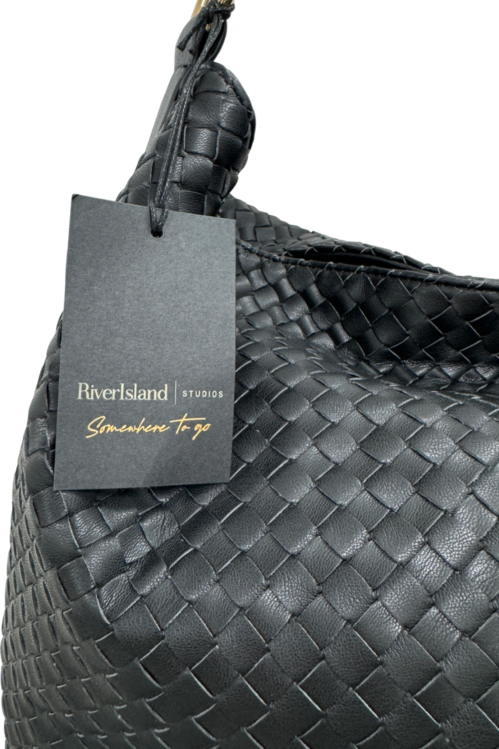 River Island Black Large Woven Ring Detail Handbag