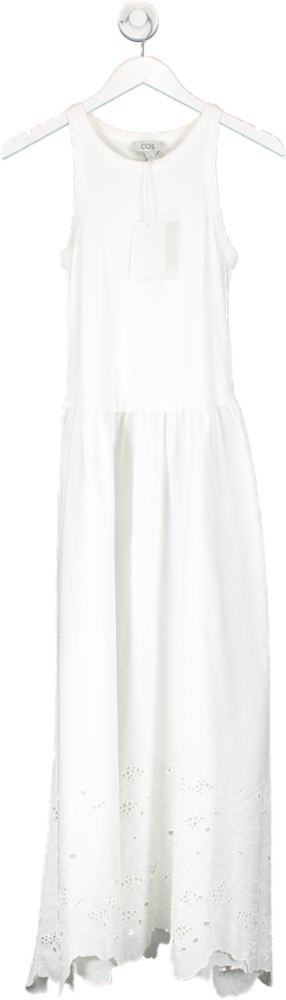 cos Cream White Maxi Embroidered Dress UK XS