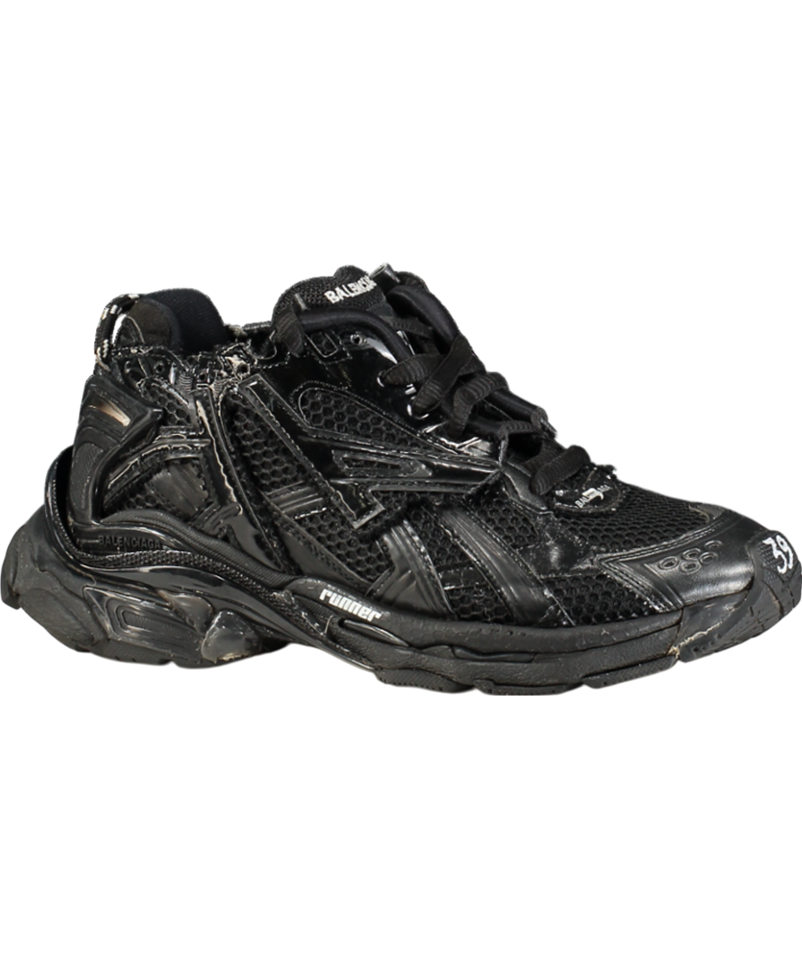 Balenciaga Black Runner Mesh And Faux-leather Low-top Trainers UK 6 EU 39 👠