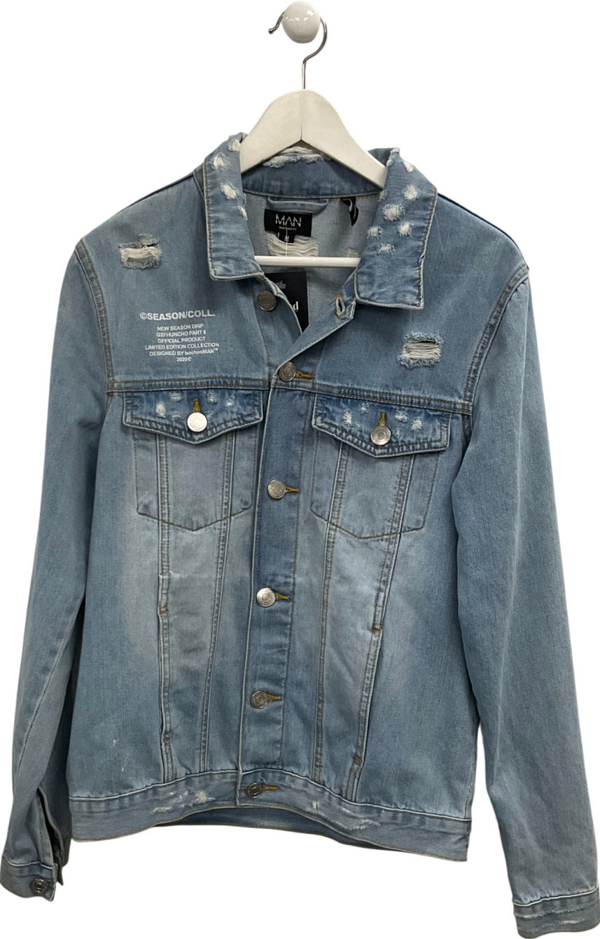 boohooMan Blue Slim Fit Denim Jacket UK M