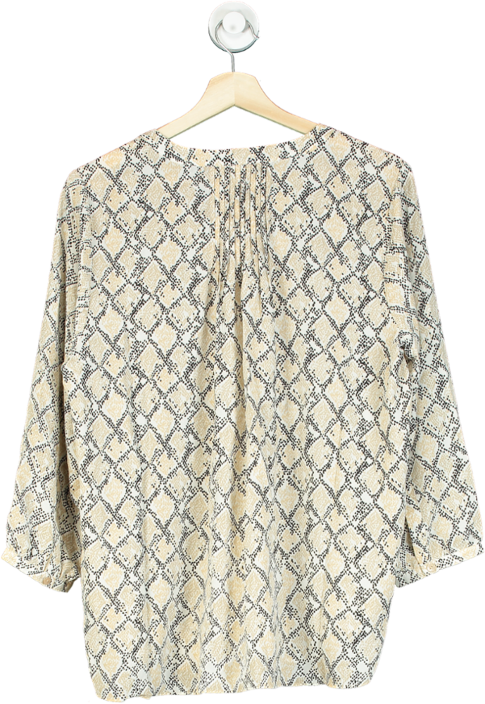 NYDJ Beige Snakeskin Print Pintuck Blouse UK M