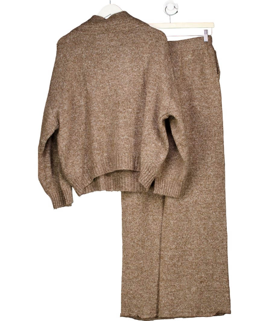 Collusion Brown Knitted Oversized Button Up Co - Ord UK M