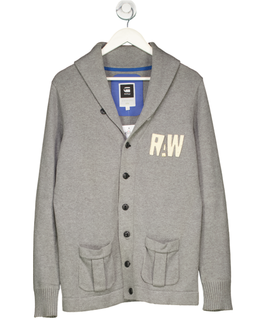 G STAR Grey Varsity Knitted Cardigan UK M