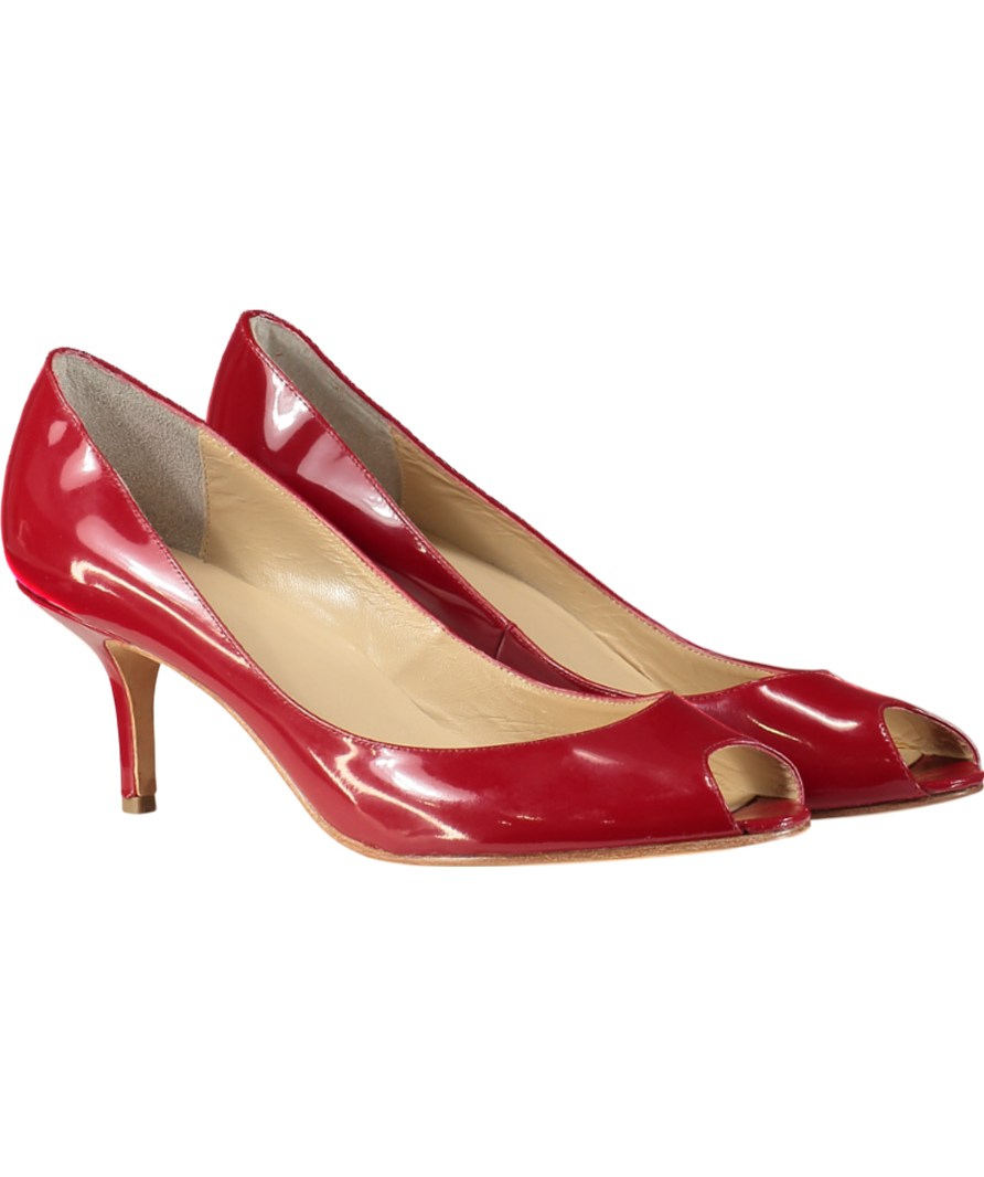 LK Bennett Red Patent Peep Toe Heeled Pumps UK 9 EU 42 👠