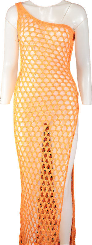 WHITE FOX Orange In My Feelings Crochet Maxi Dress UK XS/S