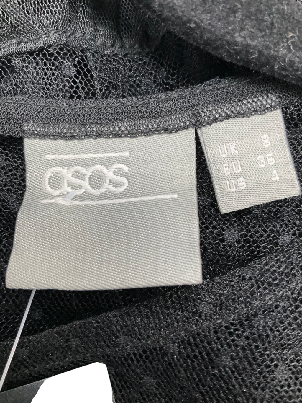 ASOS Black Sheer Lace Top With Floral Embroidering UK 8