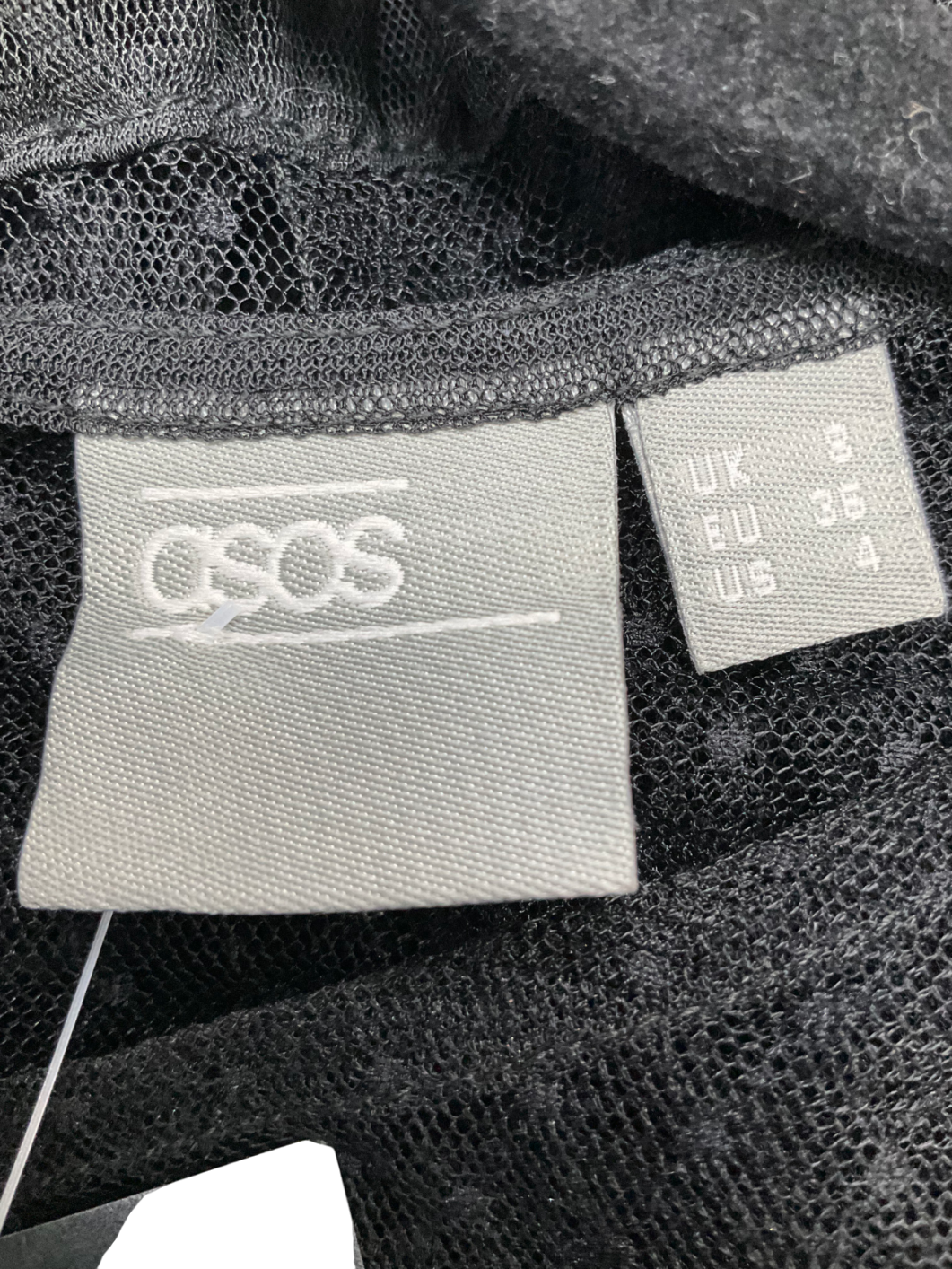 ASOS Black Sheer Lace Top With Floral Embroidering UK 8