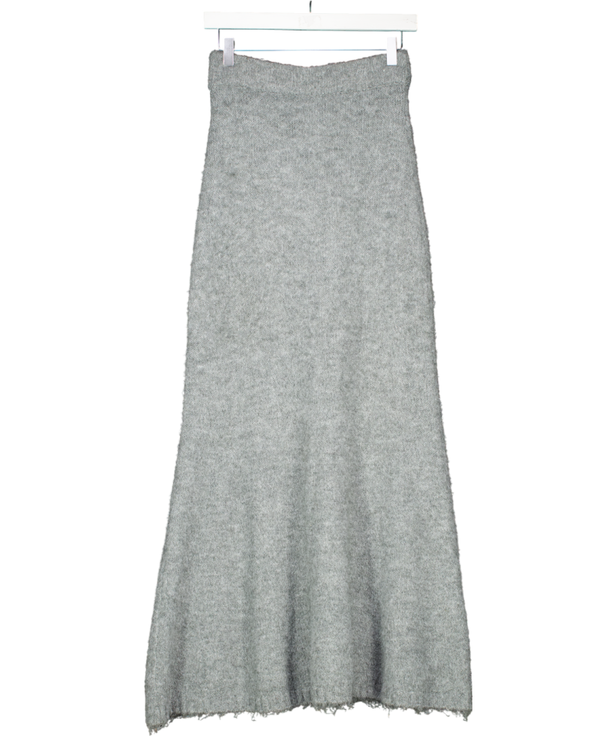 Topshop Grey Knitted Bouccle Midi Skirt UK S