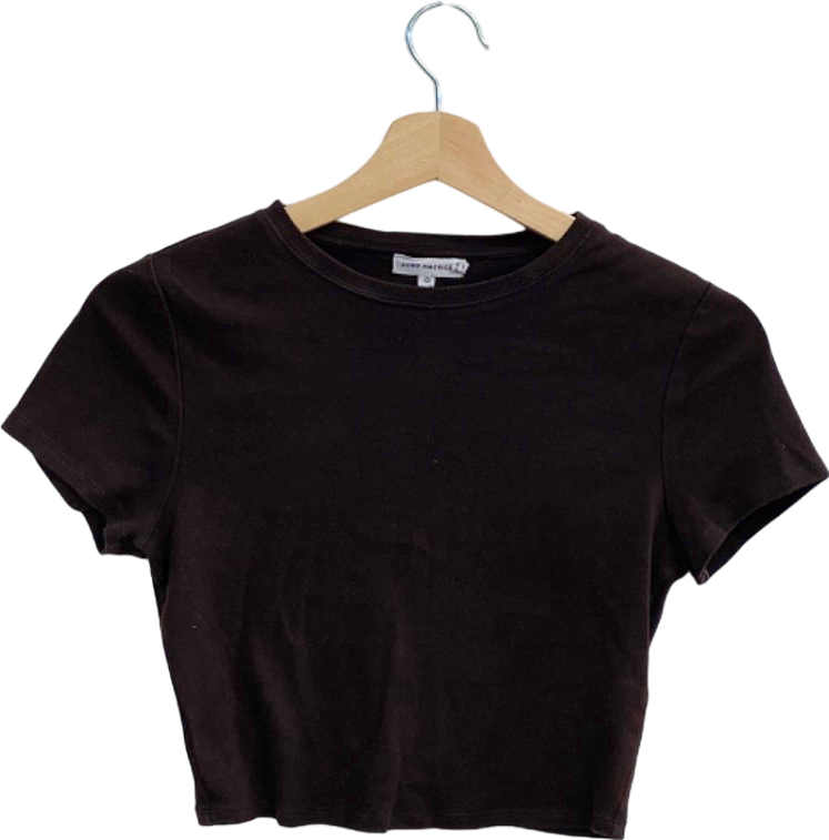 Good American Coffee Brown Crew Neck Crop Top Size 0
