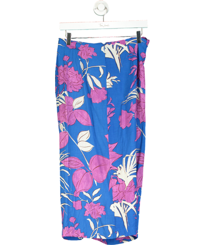 MANGO Blue Printed Twist Detail Skirt UK S