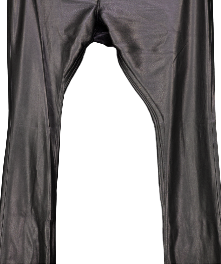 Theory Black Bedford Faux Leather Kick Flare Pants UK 8