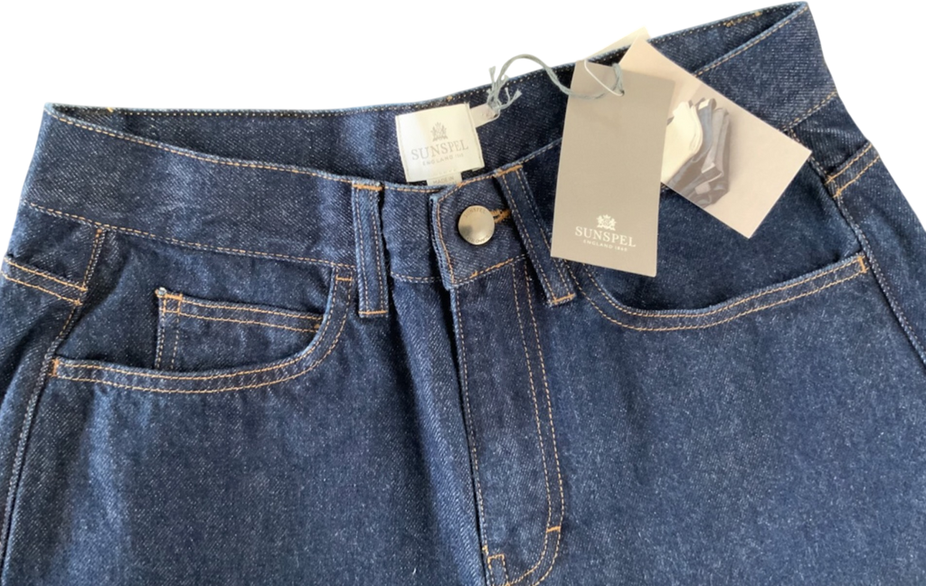 SUNSPEL Dark Indigo Blue Classic High Waist Tapered Slim Leg Jeans W28