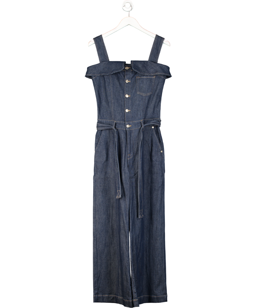 7 For All Mankind Blue Bandeau Denim Jumpsuit UK S