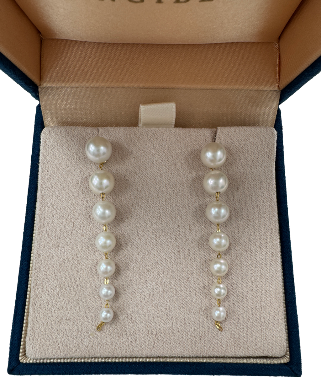 GINGIBERI 18k Solid Yellow Gold And Real Pearl Ombre Cascade Earrings