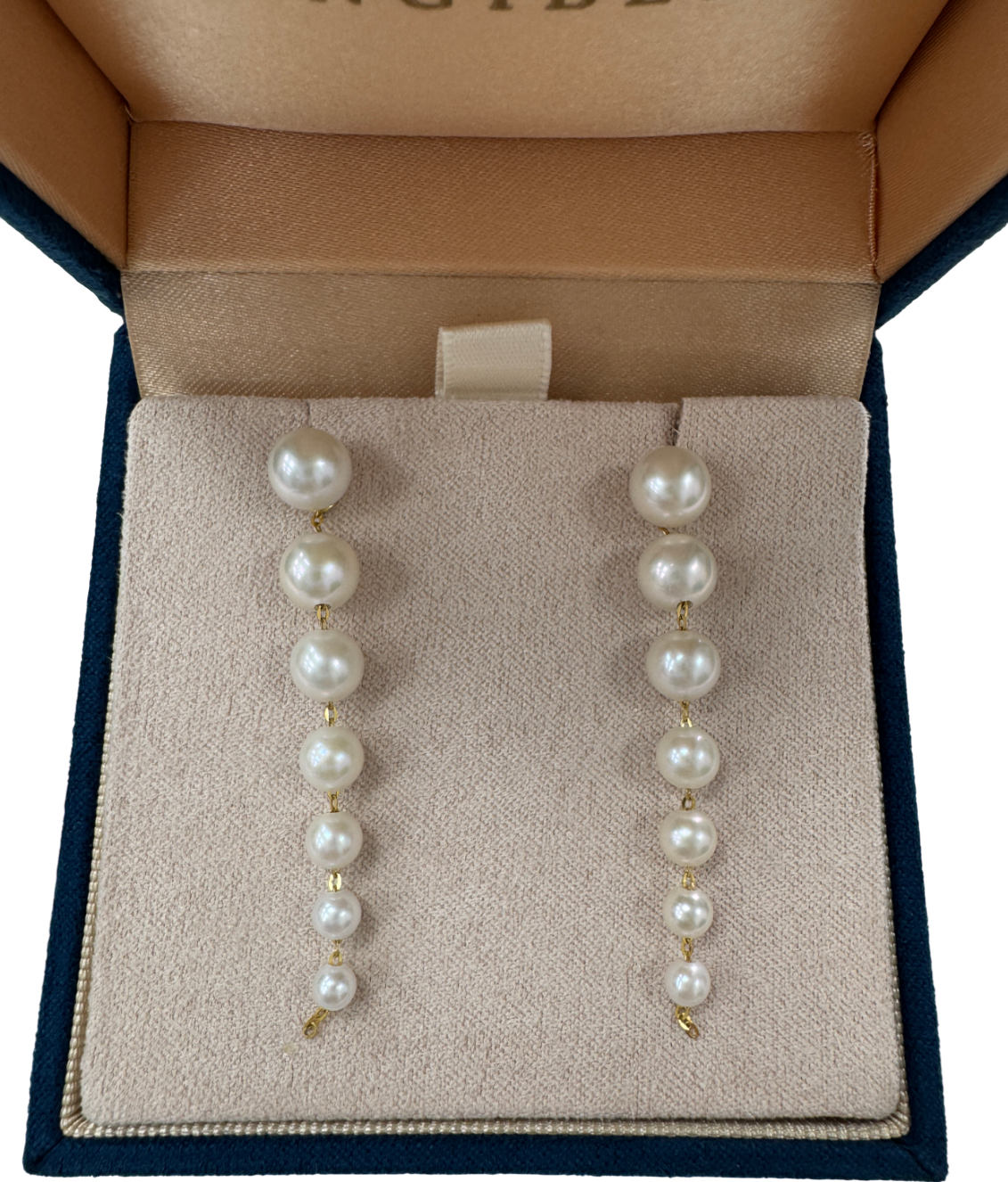 GINGIBERI 18k Solid Yellow Gold And Real Pearl Ombre Cascade Earrings