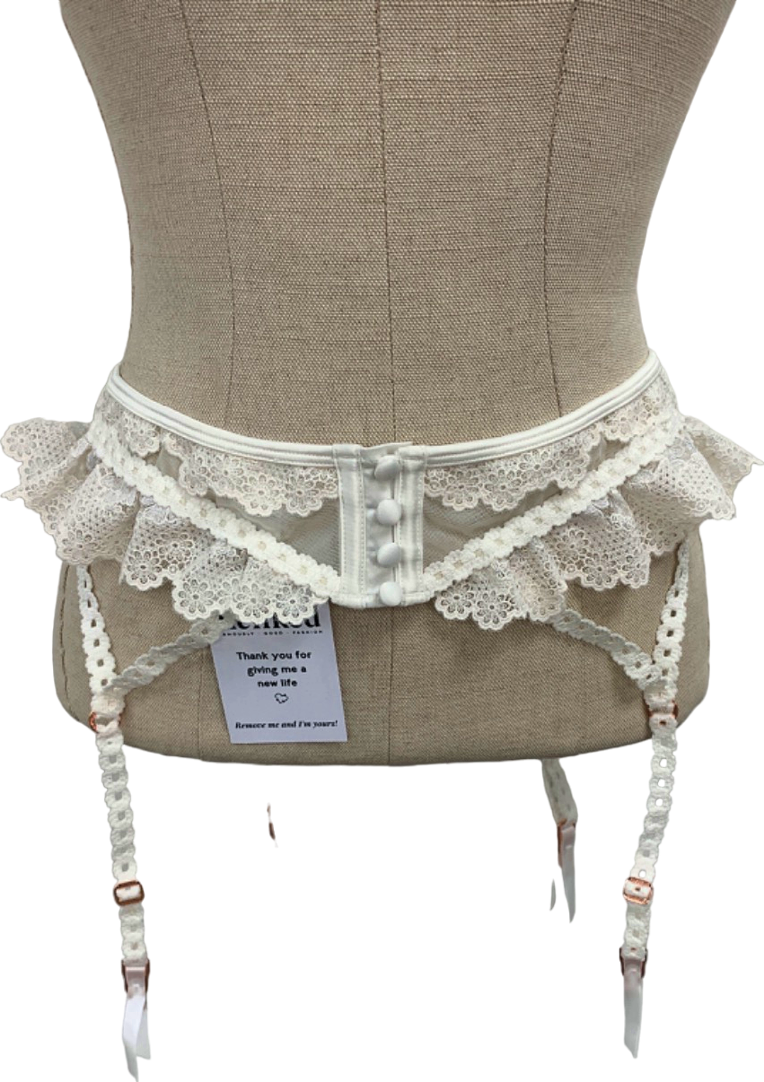 Lounge White Imogen Lace Garter Belt Medium