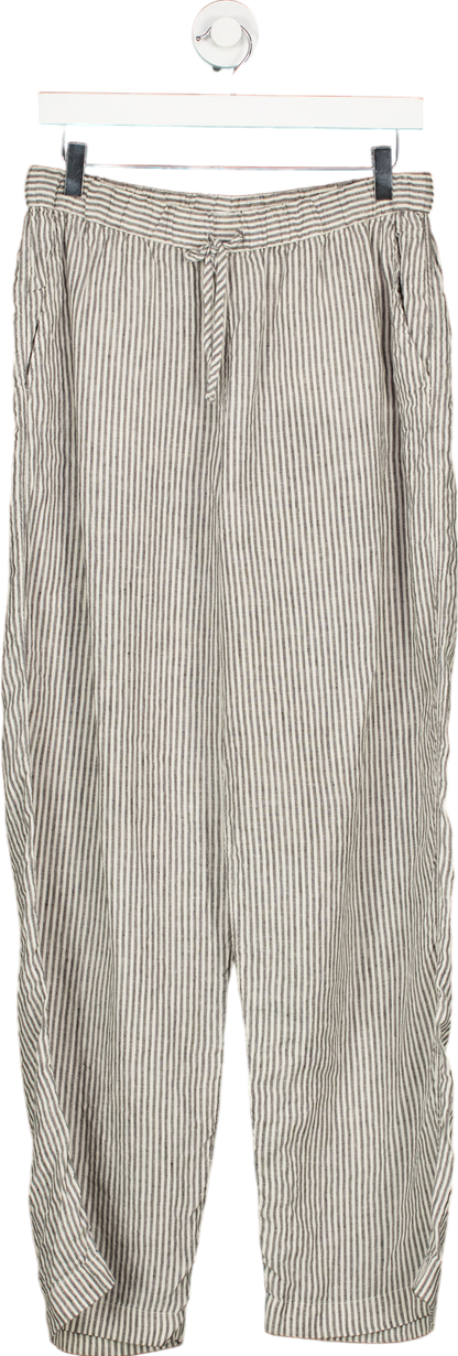 Arket Black/White Striped Linen Trousers UK M