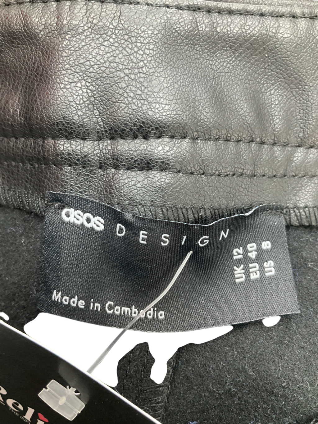 ASOS Black Straight Faux Leather Trousers UK 12