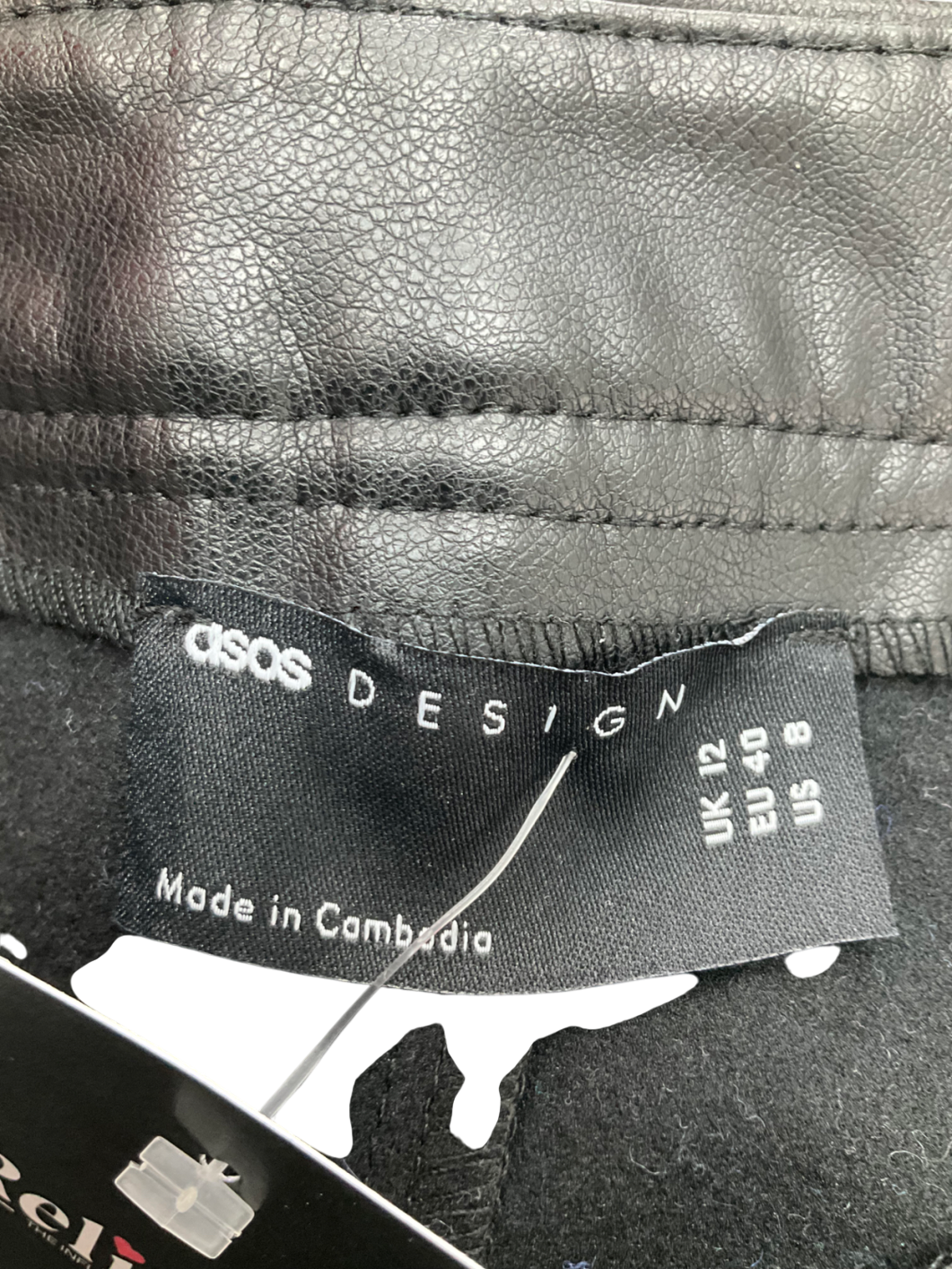 ASOS Black Straight Faux Leather Trousers UK 12