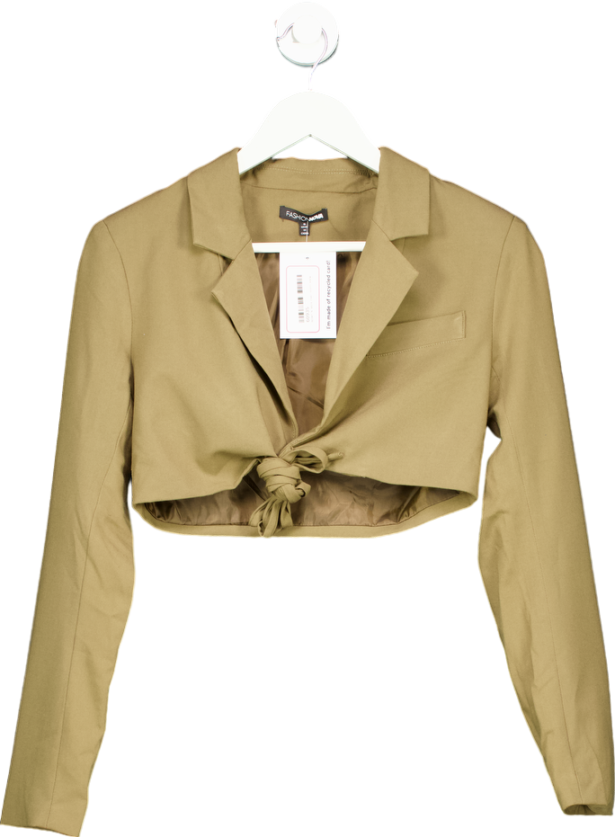 Fashion Nova Khaki Tie Front Blazer UK S