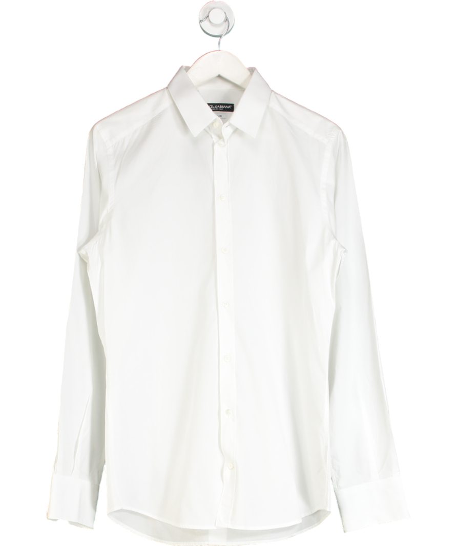 Dolce & Gabbana White Cotton Gold Fit Shirt UK 40" CHEST
