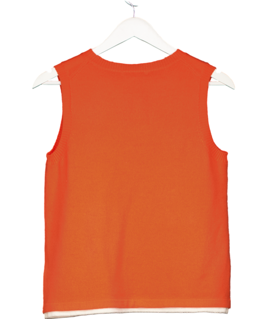 M&S Autograph Orange Pure Cashmere Tipped Detail Knitted Vest UK 10