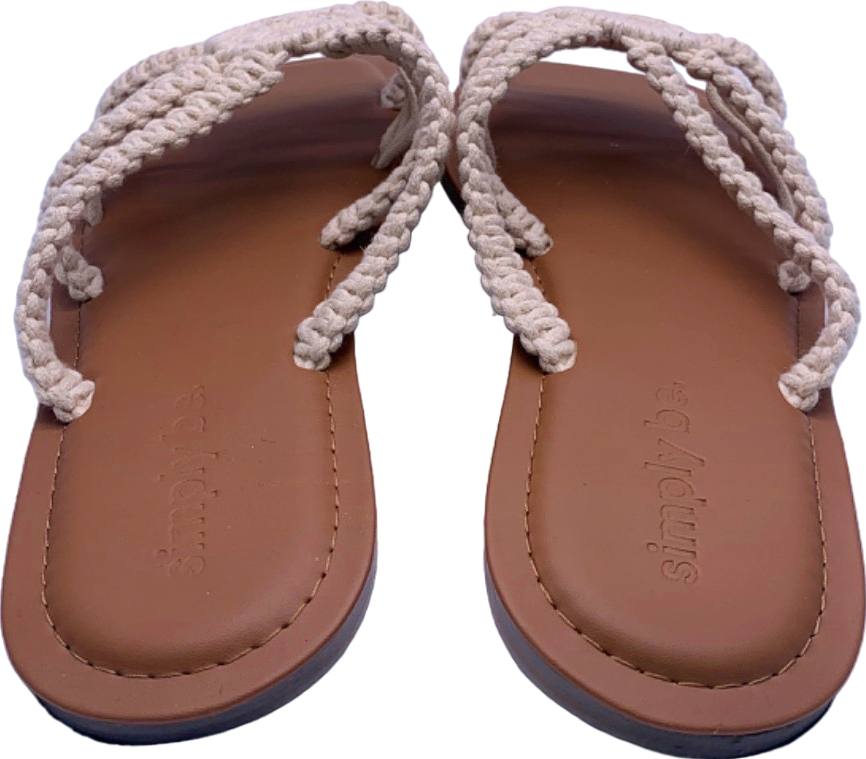 Simply Be Beige Macrame Sandals UK 7