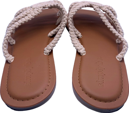 Simply Be Beige Macrame Sandals UK 7