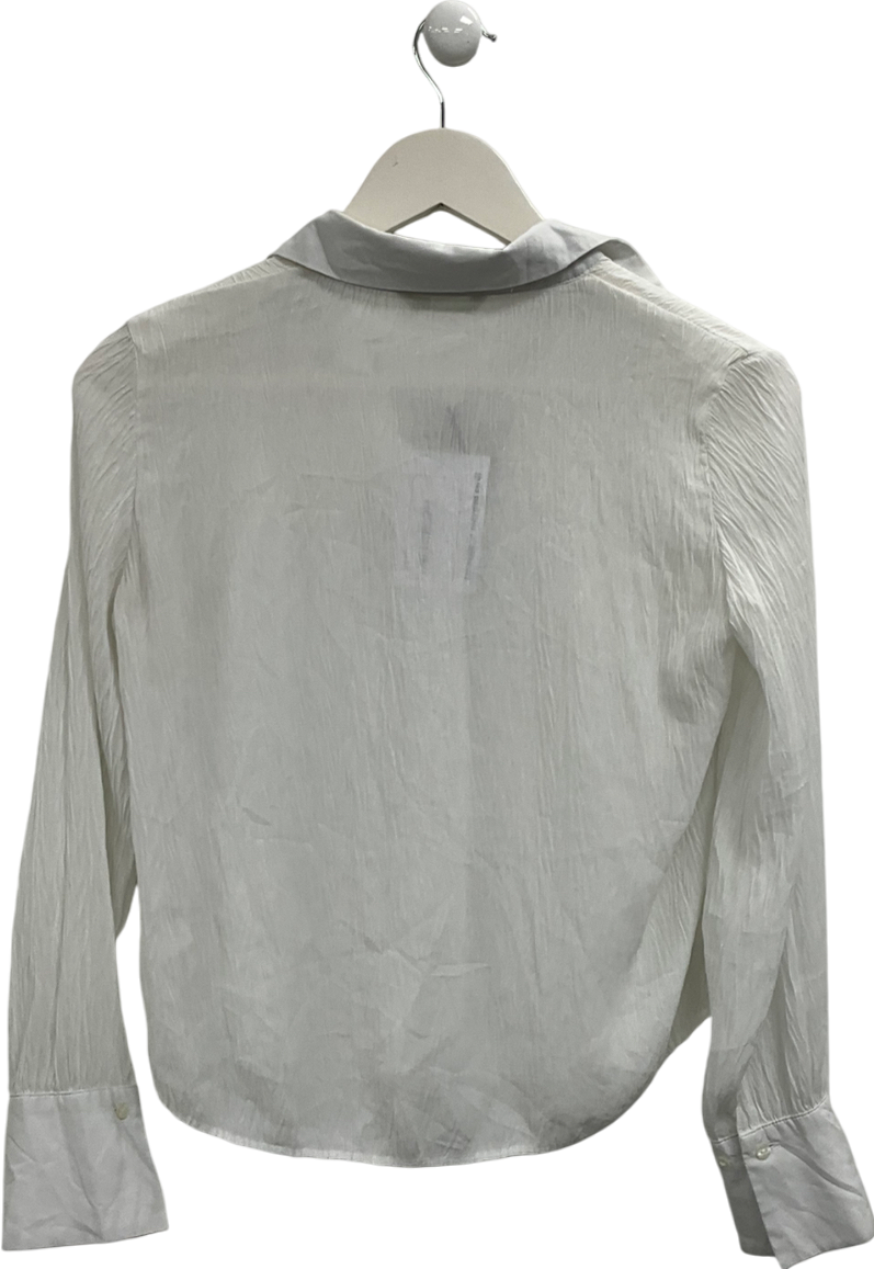 M&S White Crinkle Blouse UK 8