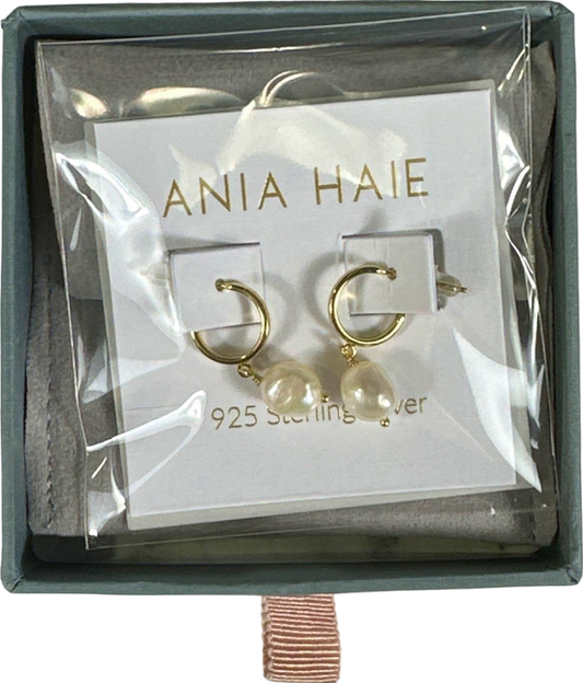 Ania Haie Gold Pearl Drop Huggie Hoop Earrings - GIFT BOXED