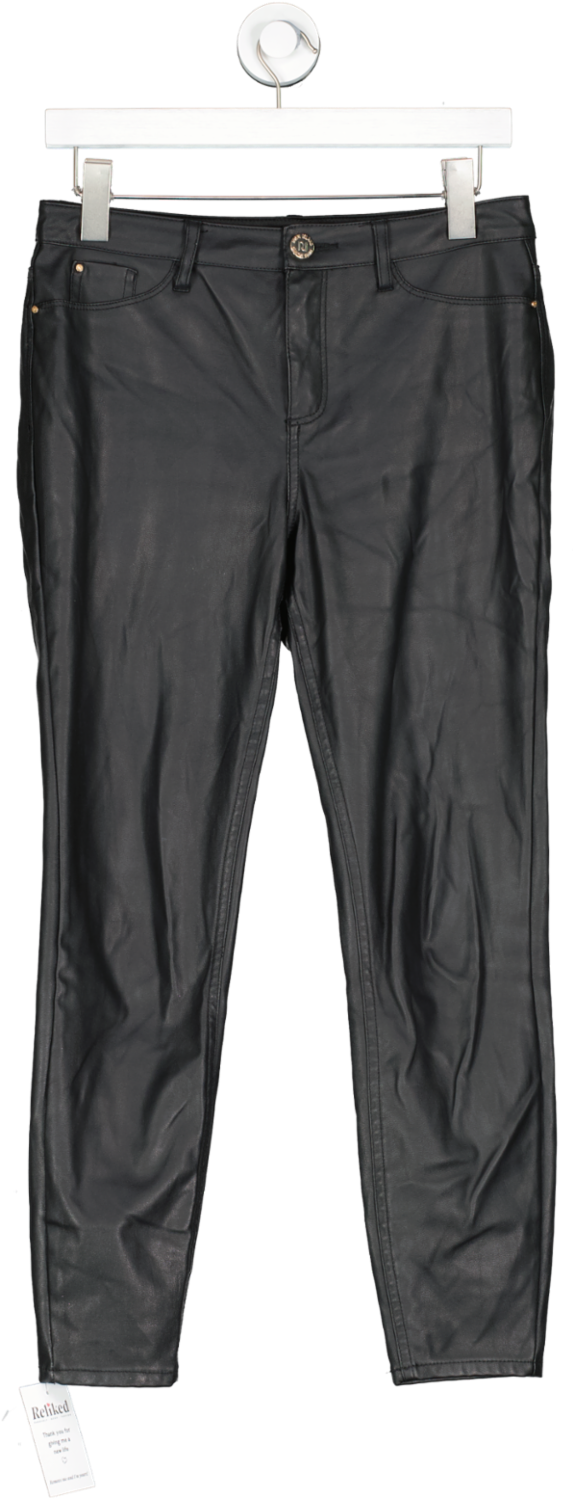 River Island Black Faux Leather Trousers UK 8