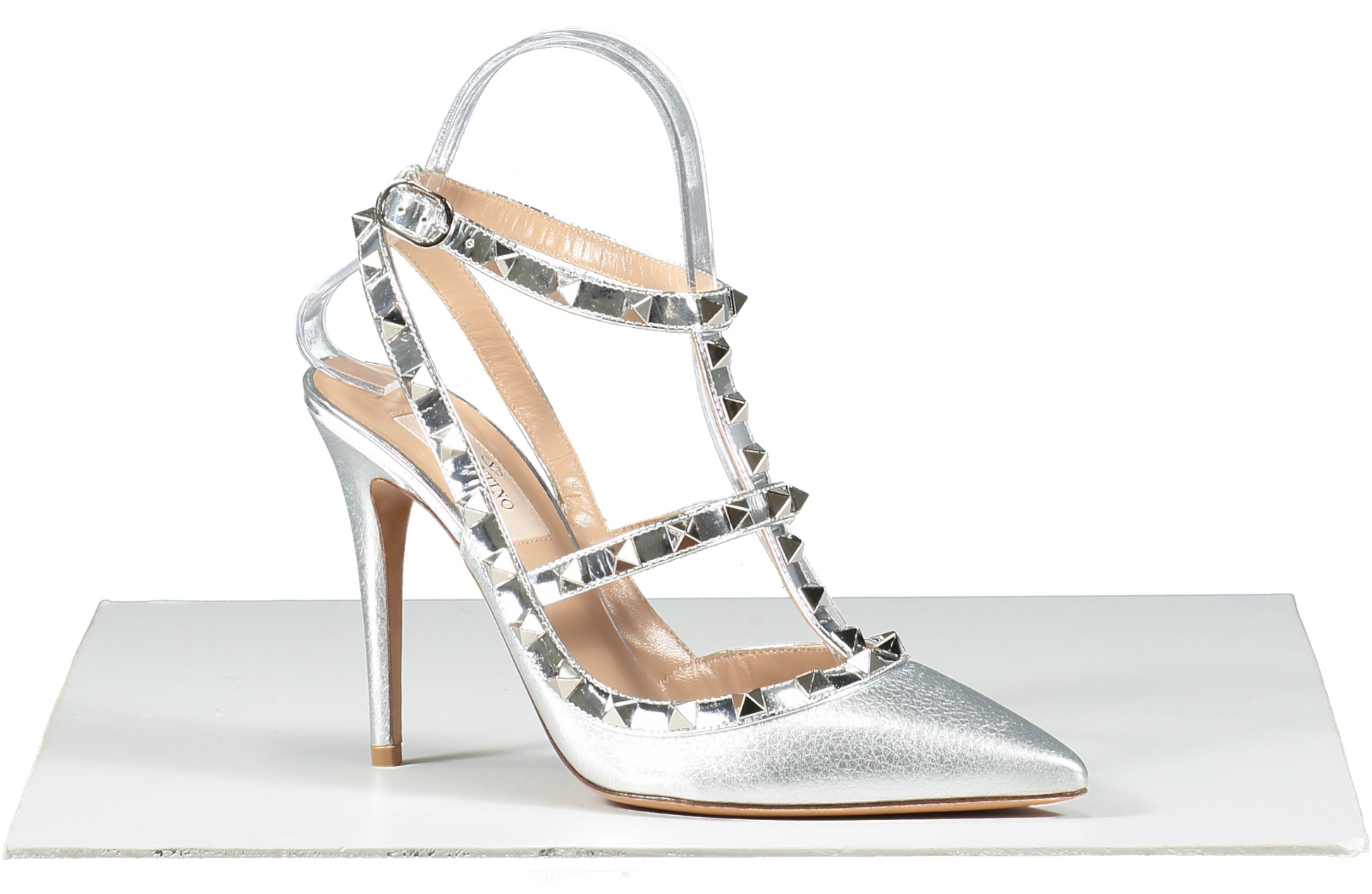 Silver valentino heels sales