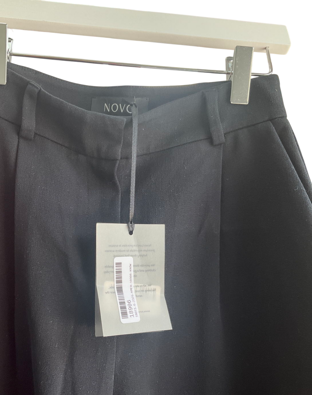 novo Black High Waisted Cropped Premium Cotton Trousers UK 6