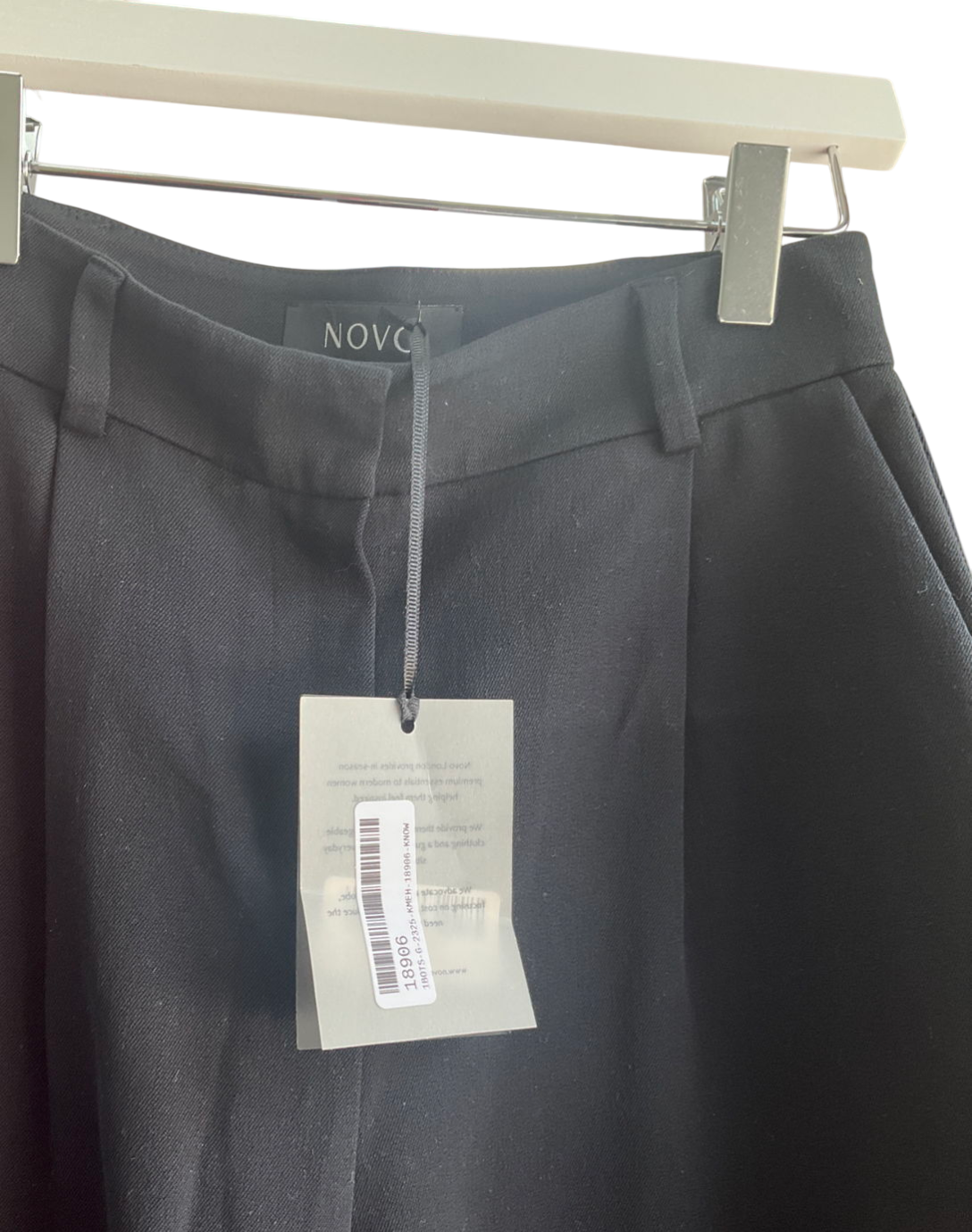 novo Black High Waisted Cropped Premium Cotton Trousers UK 6