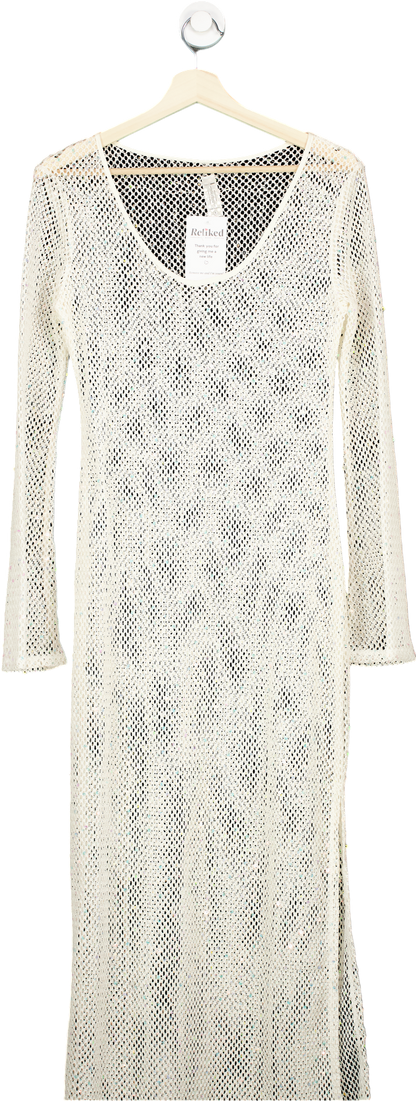 Fashion Nova White Mesh Maxi Dress UK S