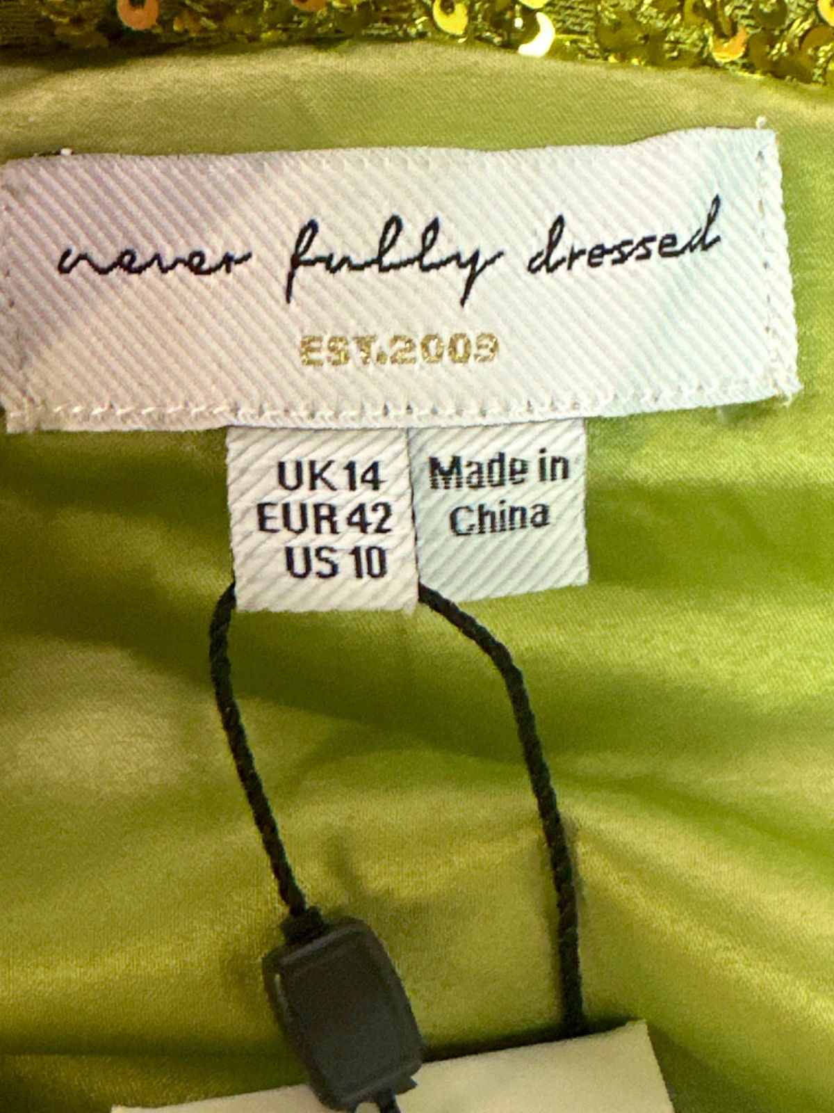 Never Fully Dressed Lime Sequin Mini Jaspre Skirt UK 14