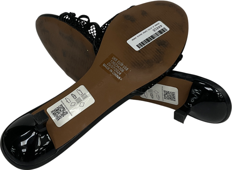 Topshop Black Imai Mesh Mid Heeled Mules With Bow Detail UK 6 EU 39 👠