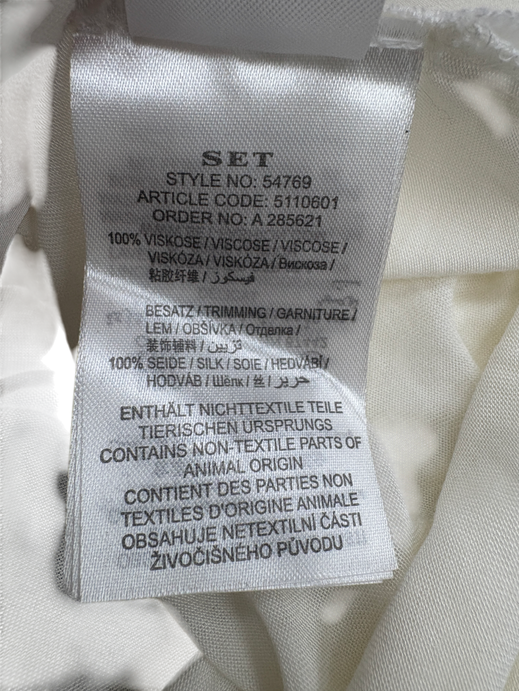 SET Cream Zoey 100% Silk Button T-shirt UK 4