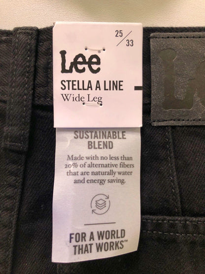 Lee Black Stella A Line Wide Leg Jeans W25 L33