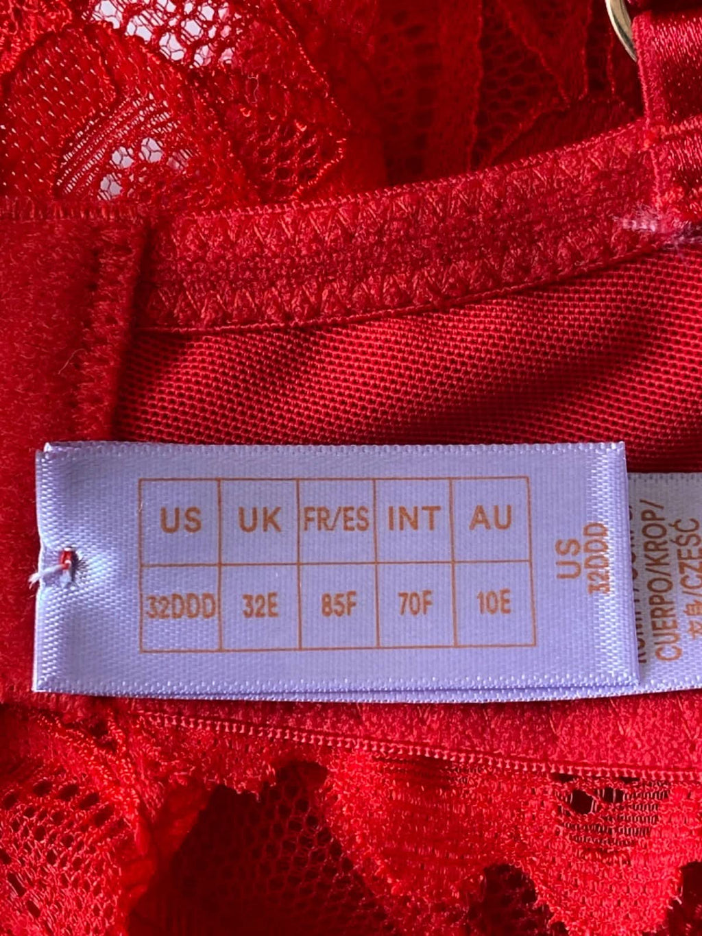 Honey Birdette Red Gabrielle Bra and Thong Set 32E / M