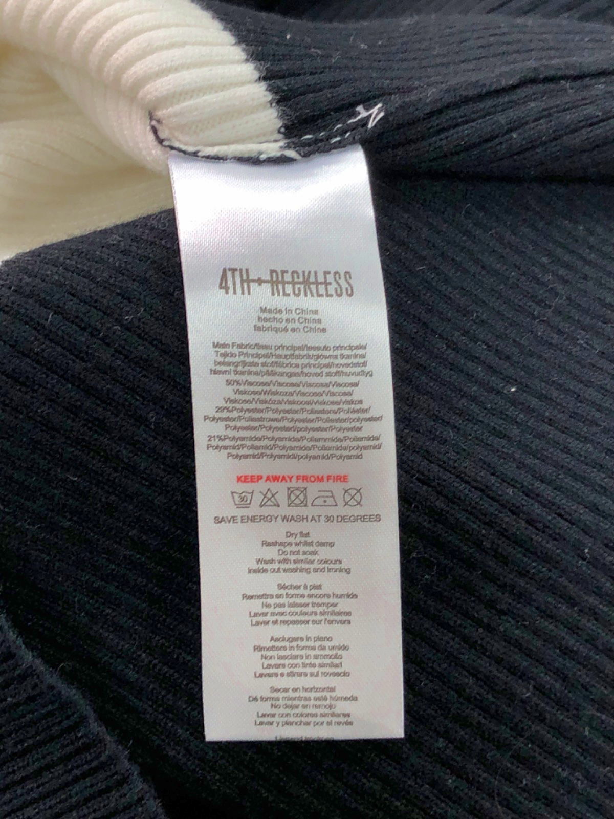 4th + Reckless Black and White Stripe Jumper UK 8