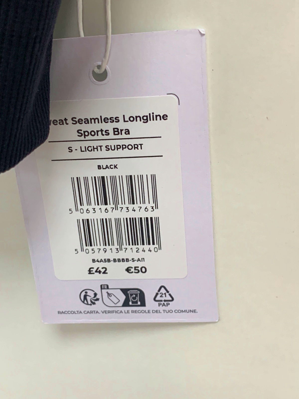 Gymshark Black Sweat Seamless Longline Sports Bra S