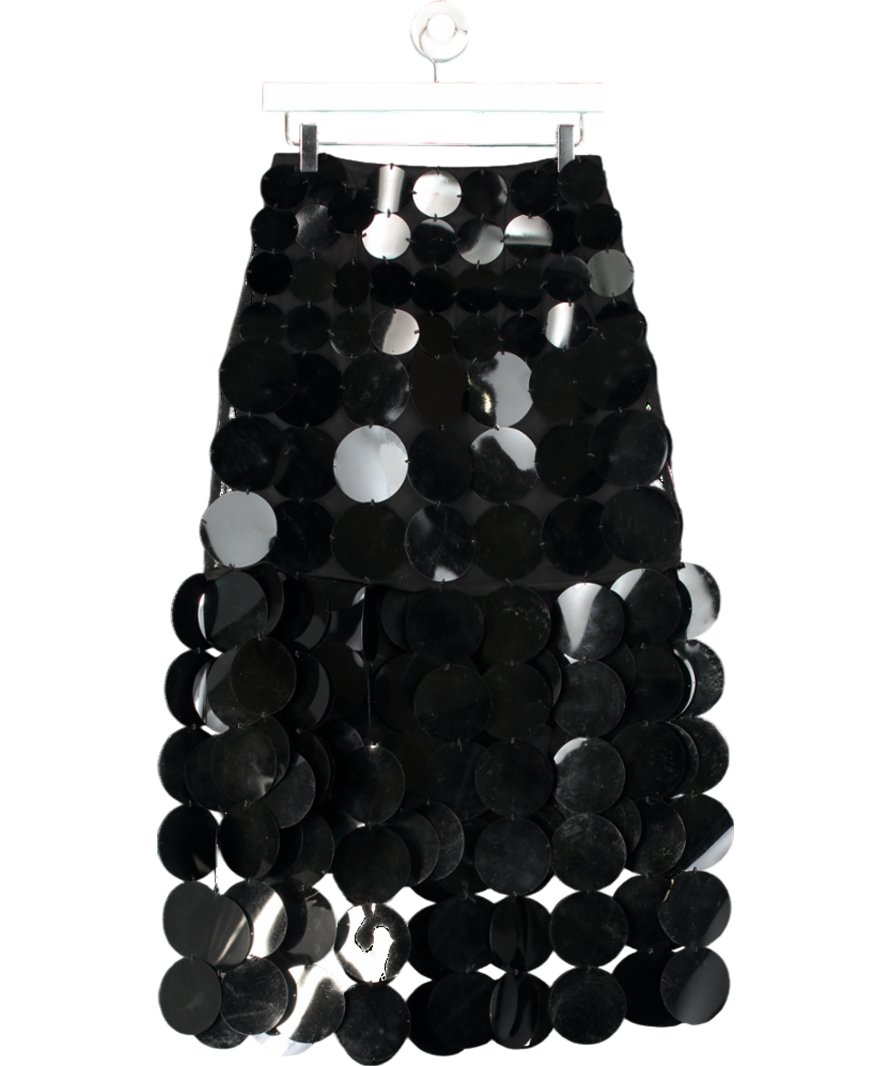 ASOS Black Oversized Sequin Fringed Midi Skirt UK 8