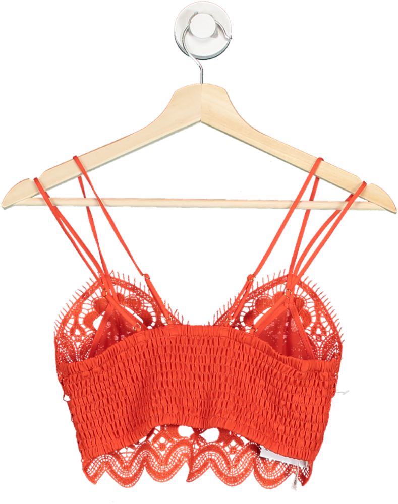 Anthropologie Red Crochet Lace Crop Top S