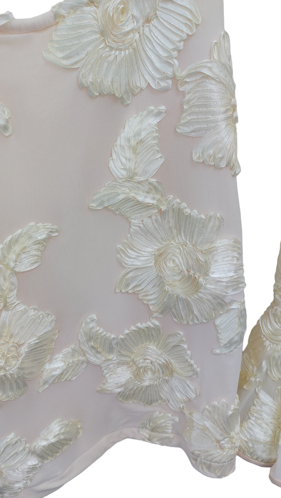 Sihaiyijia Cream Flower Textured Mini Dress UK S