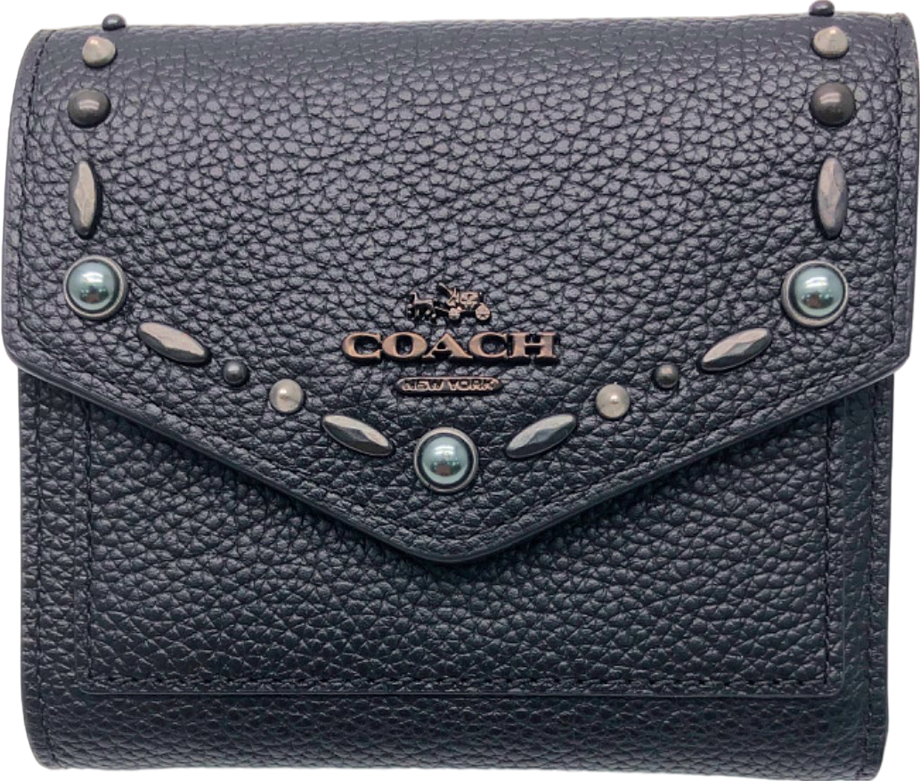 Coach Black Prairie Rivets Small Wallet