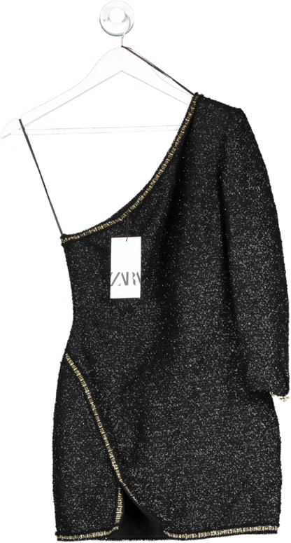 ZARA Black Asymmetric Mini Dress UK XS