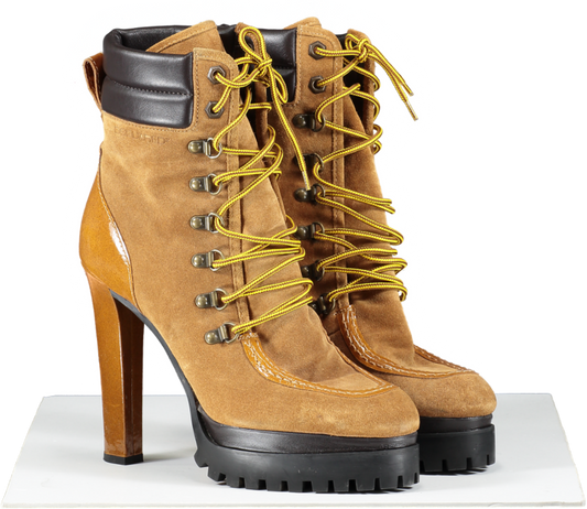 DSQUARED2 Brown Timberland Style Lace Up Heels UK 8 EU 41 👠